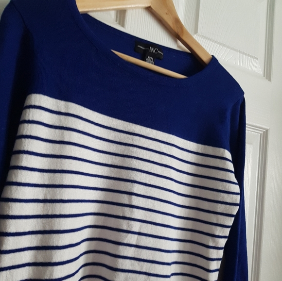 Beautiful Bright Cobalt Blue w/ White Stripes Top - Picture 3 of 8